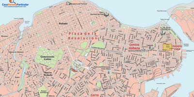 Улице града карта Хаване Куба